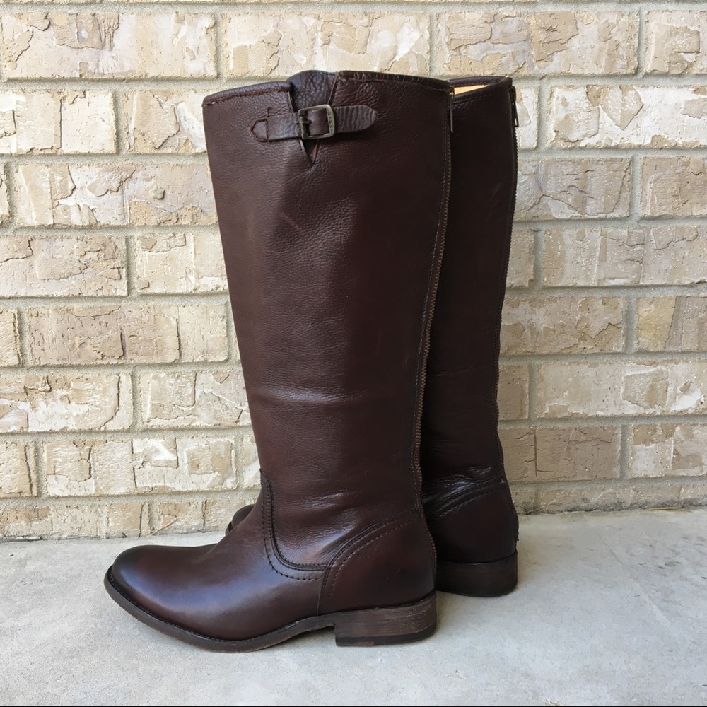 Frye Knee Back Zip Brown-Cherry Boots Size 8B🌸